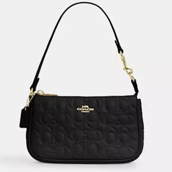 Coach Handbags - 🖤💛Coach NWT Black Nolita‎ 19 In Signature Embossed Leather With Gold Hardware
